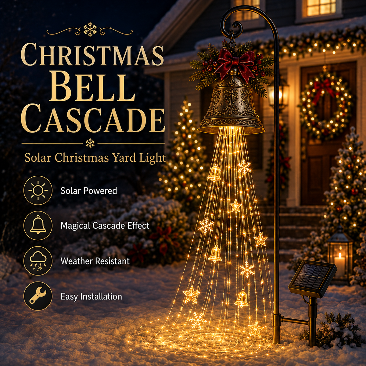 🎄🎅✨ 2026 New Santa’s Flying Sleigh Gift Cascade – Solar Christmas Garden Light