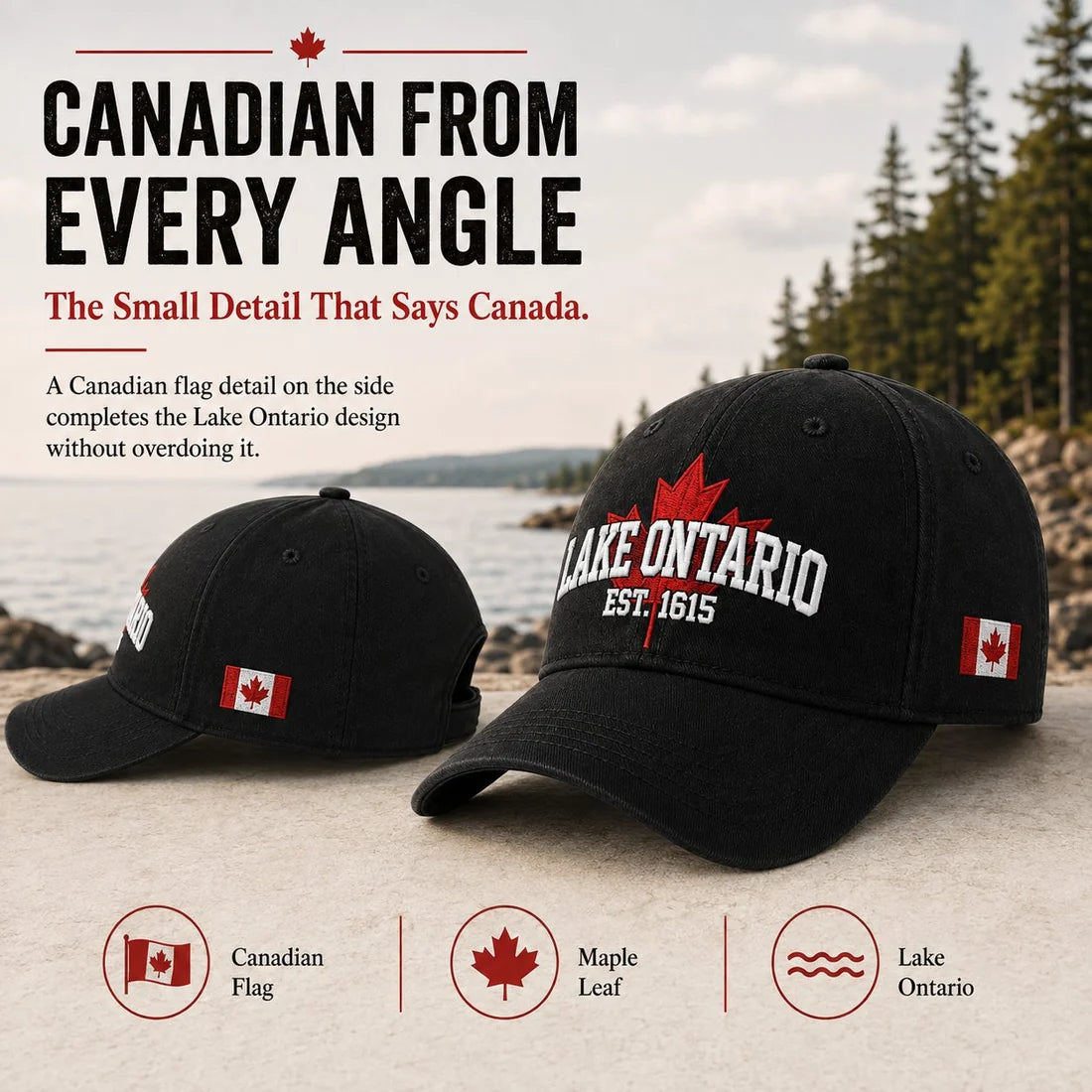 Last Day Promo: 49% OFF - 🍁Lake Ontario Forever – Heritage Embroidered Cap (🧢100% Cotton)