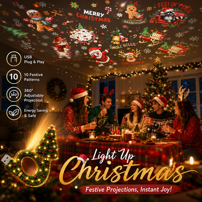 🔥Plug-&-Play HD Christmas Projector – 6 Festive Scenes