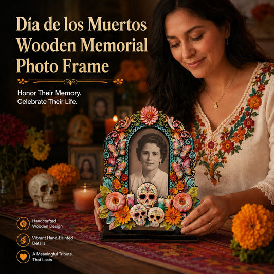 Día de los Muertos Wooden Memorial Photo Frame