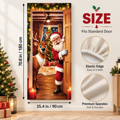 💥Hot Sale 49% Off✨Stretch Fit Santa Christmas Door Cover – Holiday Front Door Decoration