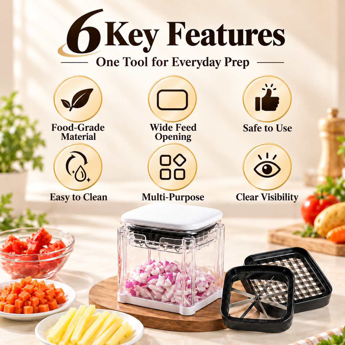 🥔Press Chopper Multi Functional Food Chopper Slice