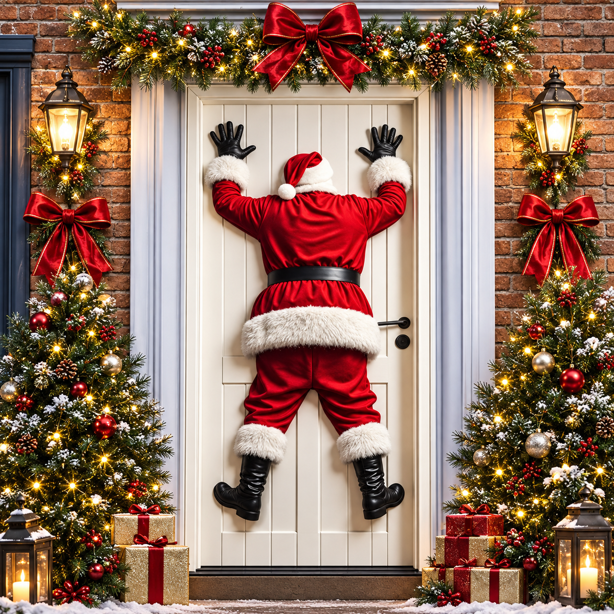 💥Hot Sale 49% Off✨Stretch Fit Santa Christmas Door Cover – Holiday Front Door Decoration
