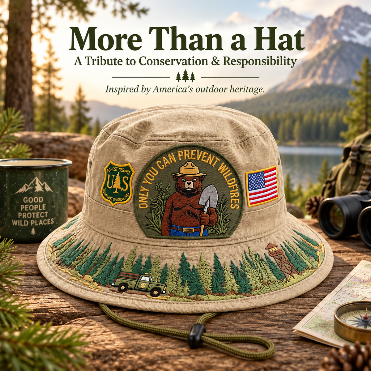 🇺🇸 Last Day Promo: 49% OFF - 🐻USFS Only You Can Prevent Wildfires Boonie Hat🌲