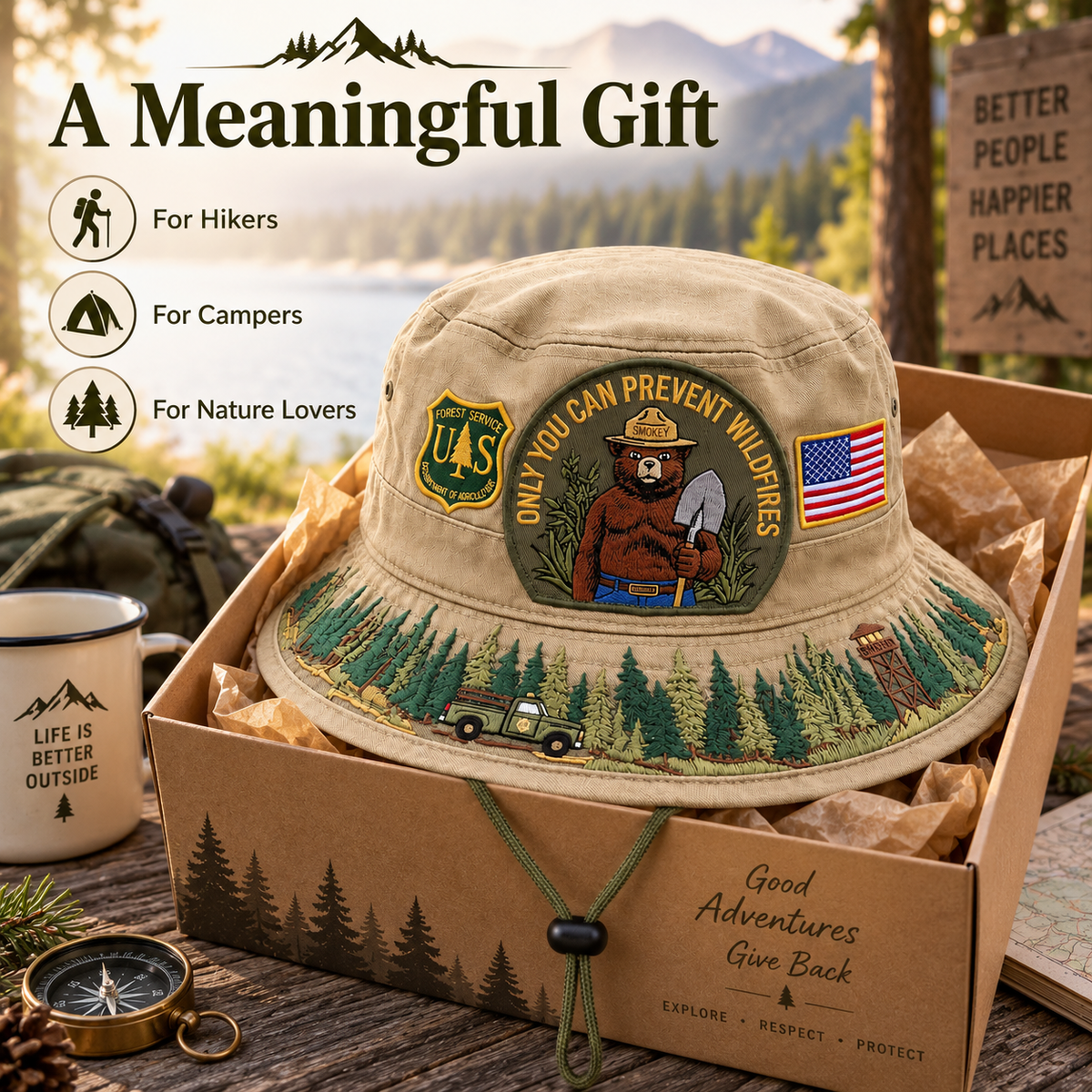 🇺🇸 Last Day Promo: 49% OFF - 🐻USFS Only You Can Prevent Wildfires Boonie Hat🌲