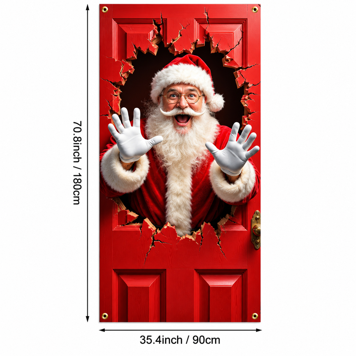 💥Hot Sale 49% Off✨Stretch Fit Santa Christmas Door Cover – Holiday Front Door Decoration