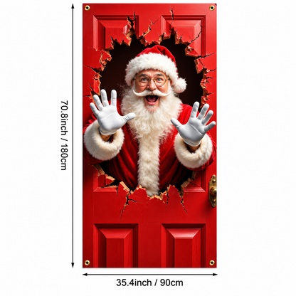 💥Hot Sale 49% Off✨Stretch Fit Santa Christmas Door Cover – Holiday Front Door Decoration