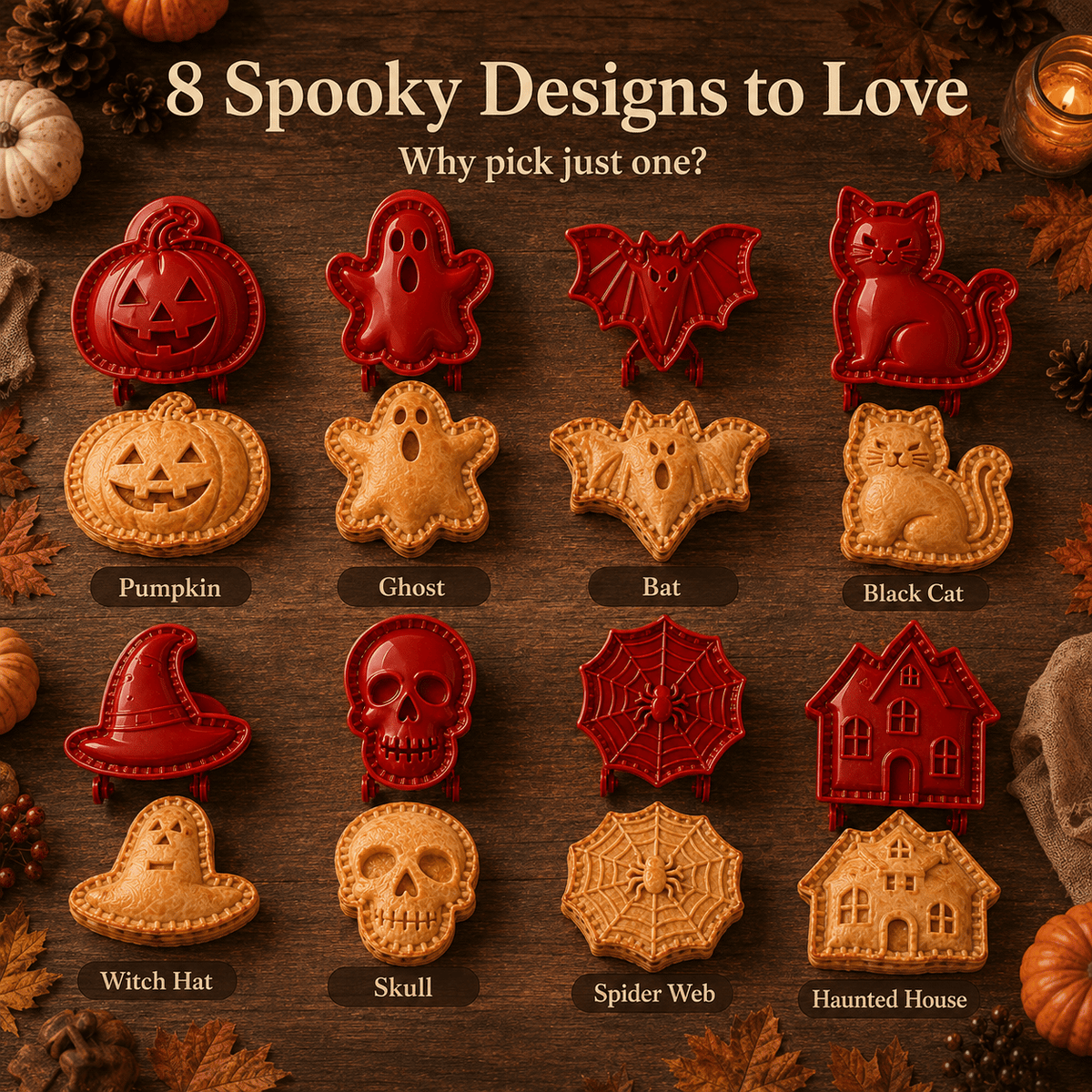 🎃 Halloween Mini Pie Mold Set - 8 Piece Halloween Mini Hand Pie Mold Set