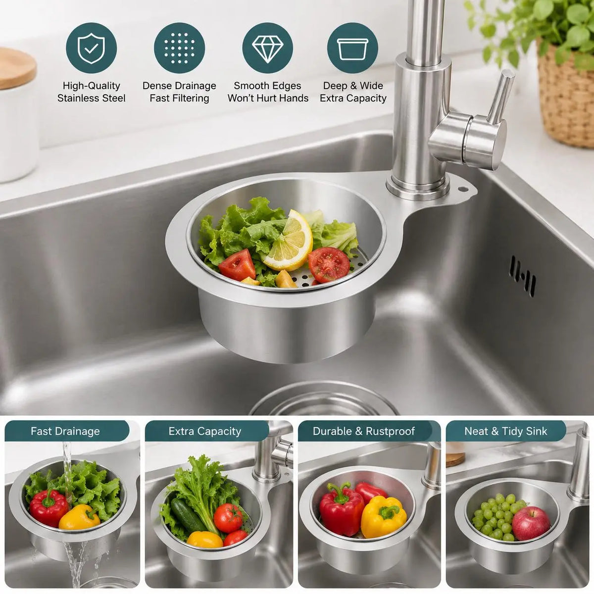 BUY 1 GET 1 FREE💧🦢Stainless Steel Swan Sink Strainer Basket