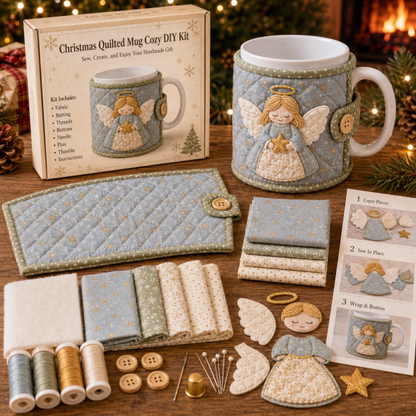 🔥Last Day Sale - 49% OFF-Christmas Mug Cozy Sewing Kit – 6 Festive Appliqué Designs