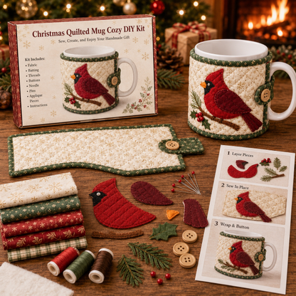 🔥Last Day Sale - 49% OFF-Christmas Mug Cozy Sewing Kit – 6 Festive Appliqué Designs