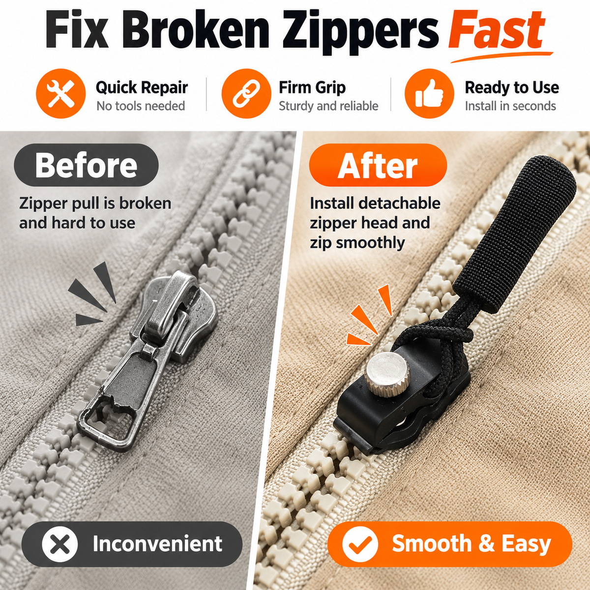 🔥Last Day Sale - 49% OFF🎁Universal Zipper Repair Kit – Fix Broken Zippers in Seconds