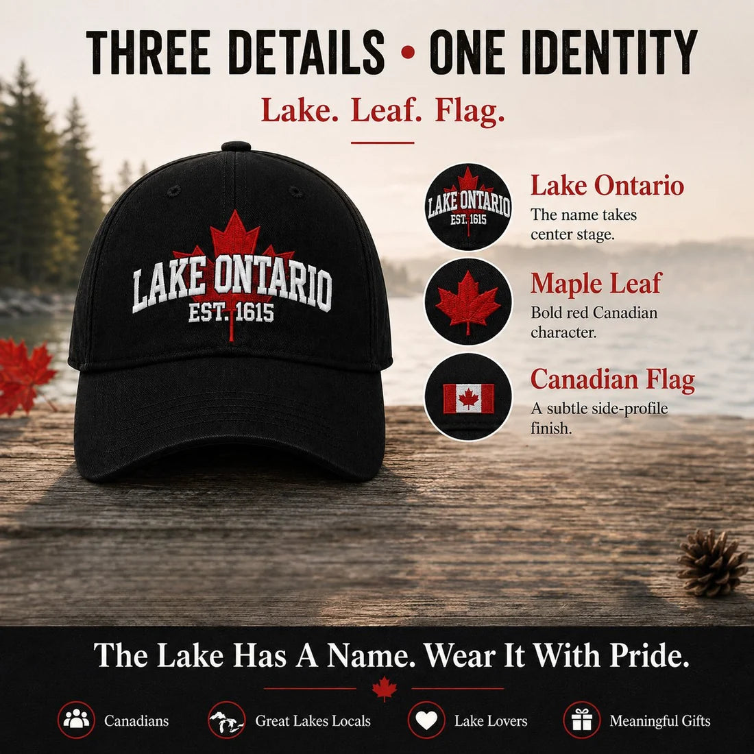 Last Day Promo: 49% OFF - 🍁Lake Ontario Forever – Heritage Embroidered Cap (🧢100% Cotton)