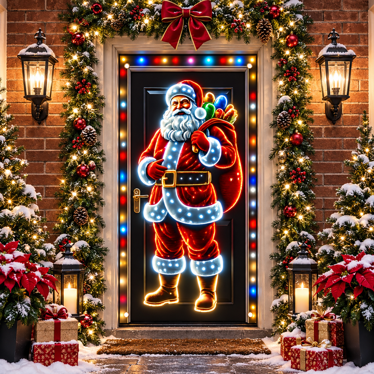 💥Hot Sale 49% Off✨Stretch Fit Santa Christmas Door Cover – Holiday Front Door Decoration
