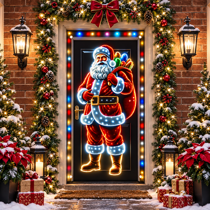 💥Hot Sale 49% Off✨Stretch Fit Santa Christmas Door Cover – Holiday Front Door Decoration