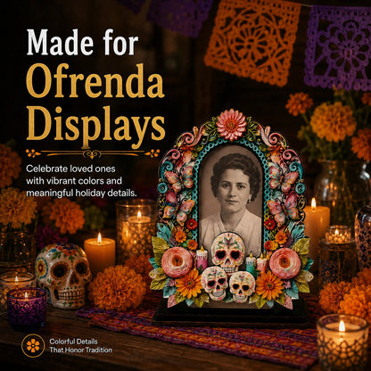 Día de los Muertos Wooden Memorial Photo Frame
