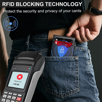 Men's RFID Minimalist Bifold Wallet with Pop-Up Card Holder & Money Clip