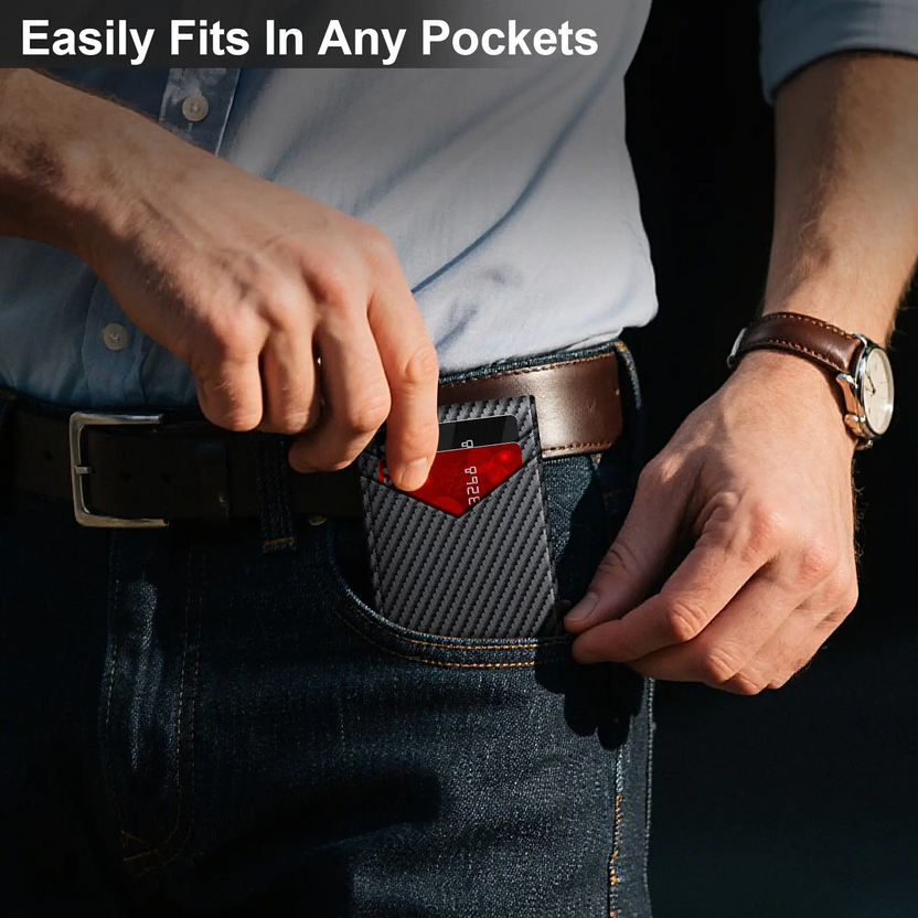 Men's RFID Minimalist Bifold Wallet with Pop-Up Card Holder & Money Clip