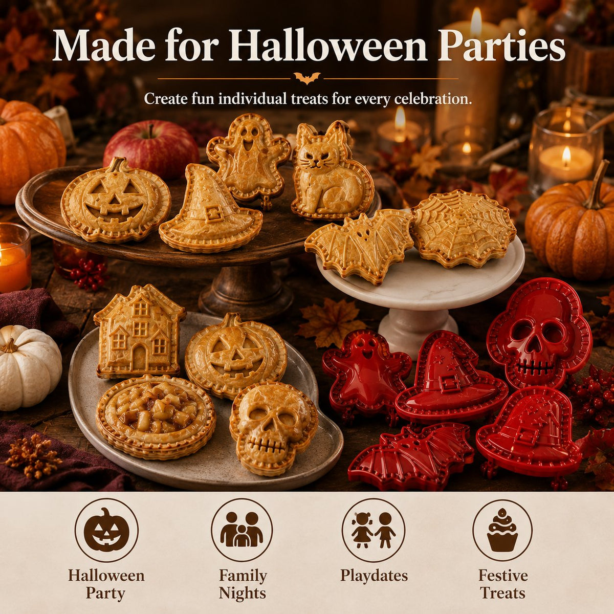 🎃 Halloween Mini Pie Mold Set - 8 Piece Halloween Mini Hand Pie Mold Set