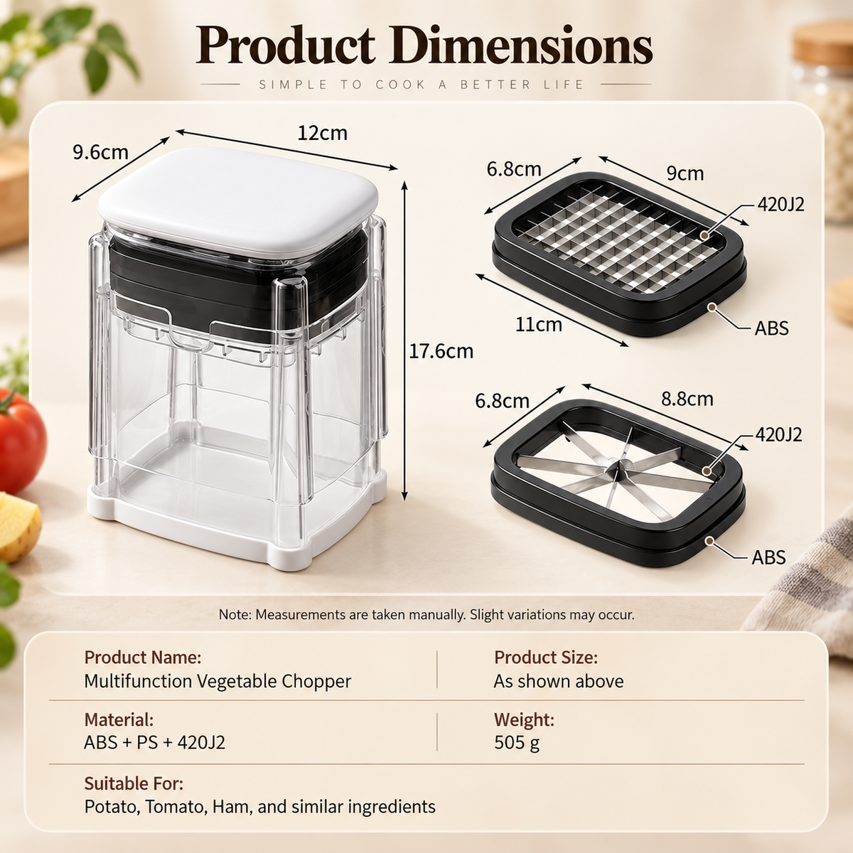 🥔Press Chopper Multi Functional Food Chopper Slice