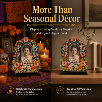 Día de los Muertos Wooden Memorial Photo Frame