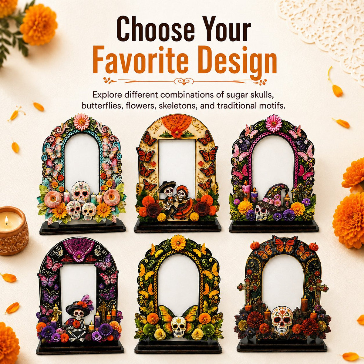 Día de los Muertos Wooden Memorial Photo Frame