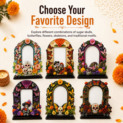 Día de los Muertos Wooden Memorial Photo Frame