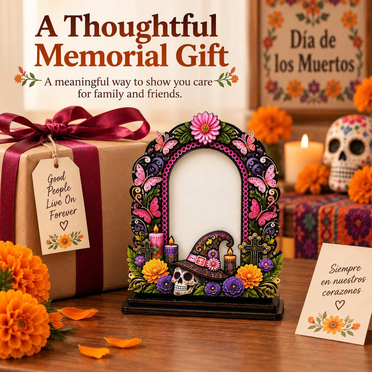 Día de los Muertos Wooden Memorial Photo Frame