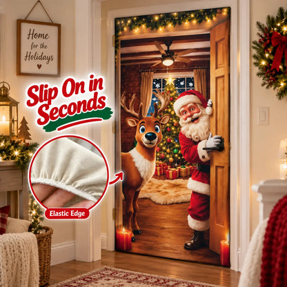 💥Hot Sale 49% Off✨Stretch Fit Santa Christmas Door Cover – Holiday Front Door Decoration