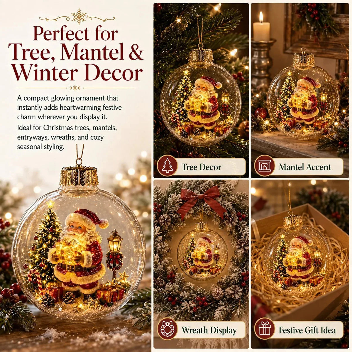 Lighted Christmas Diorama Globe Ornament