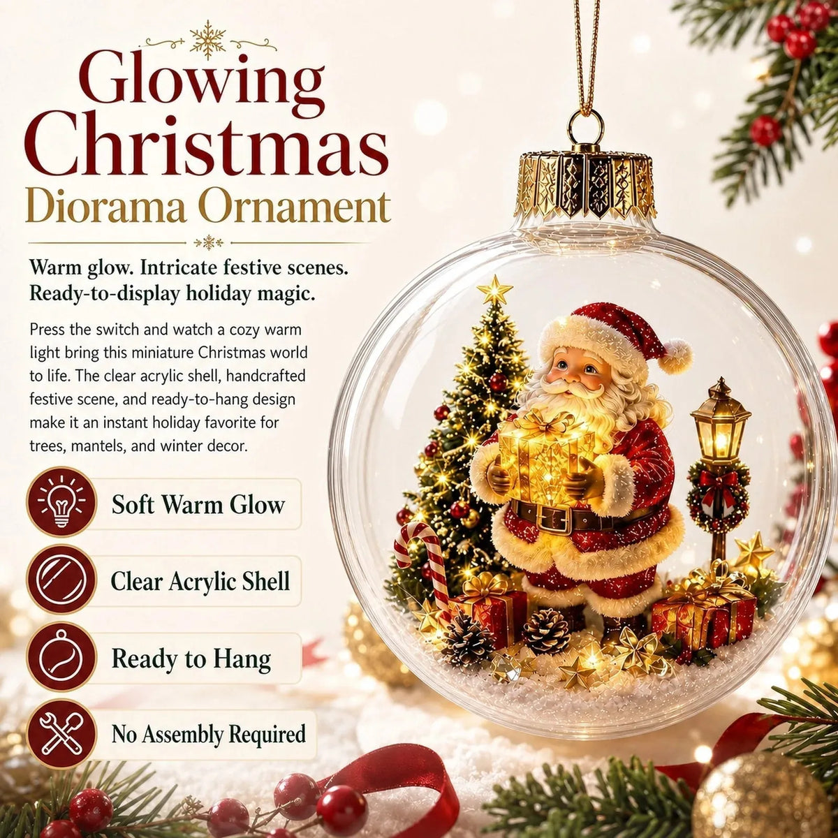 Lighted Christmas Diorama Globe Ornament
